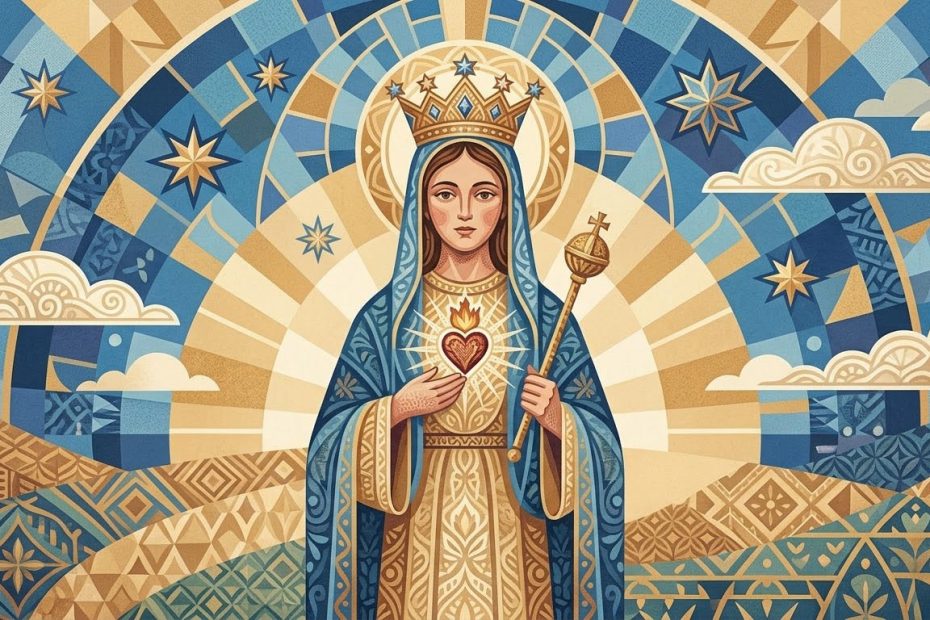 Mary Queen of Hearts - Illustration prière catholique